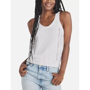 SPLENDID TOP WOMENS SIZE LARGE ALLY SCOOP NECK COTTON SWEATER TANK WHITE NEW
